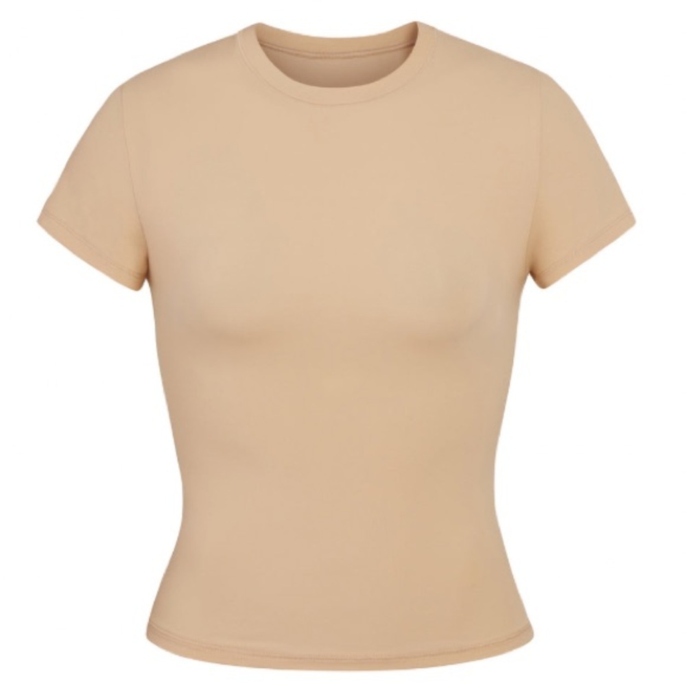 NEW SKIMS Fits Everybody T-Shirt Clay Tan Crew Neck Short Sleeve Top 4X Minimal